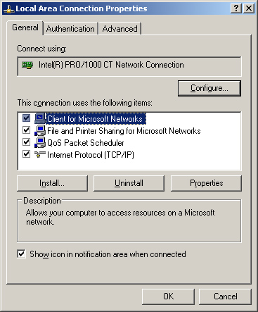 Local Area Connection Properties